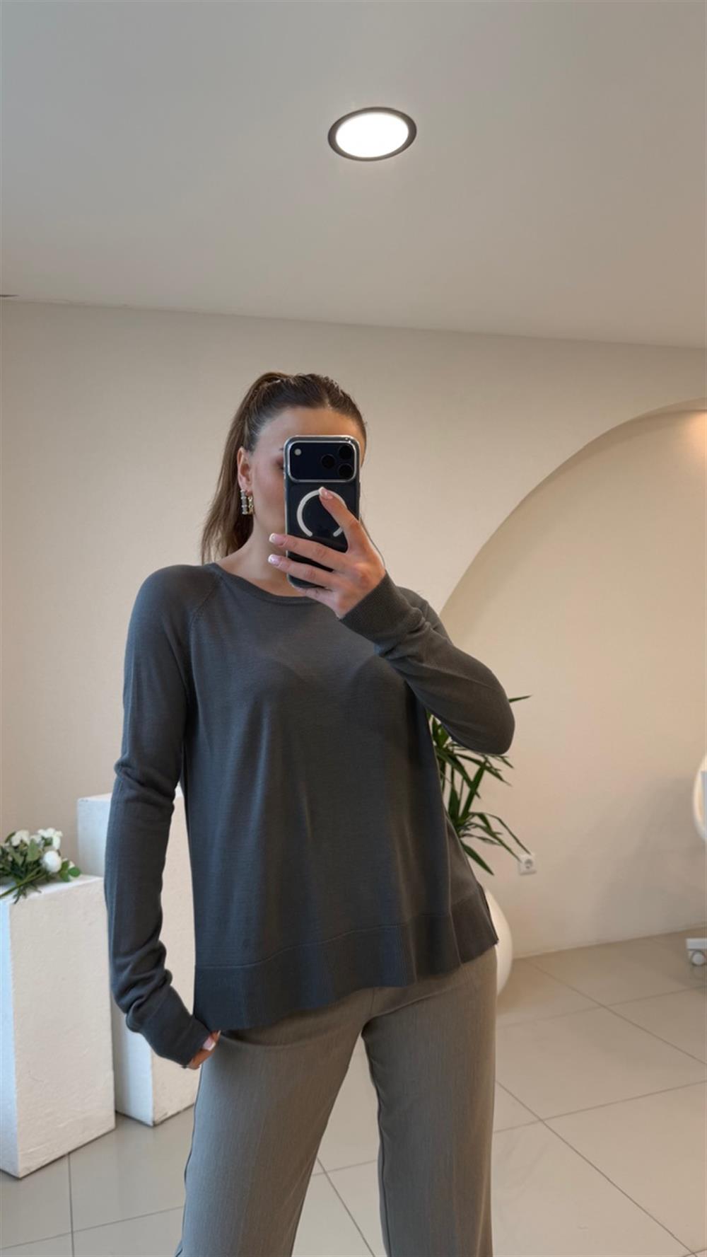 PAMUK BASİC DİLVİN BLUZ ANTRASİT