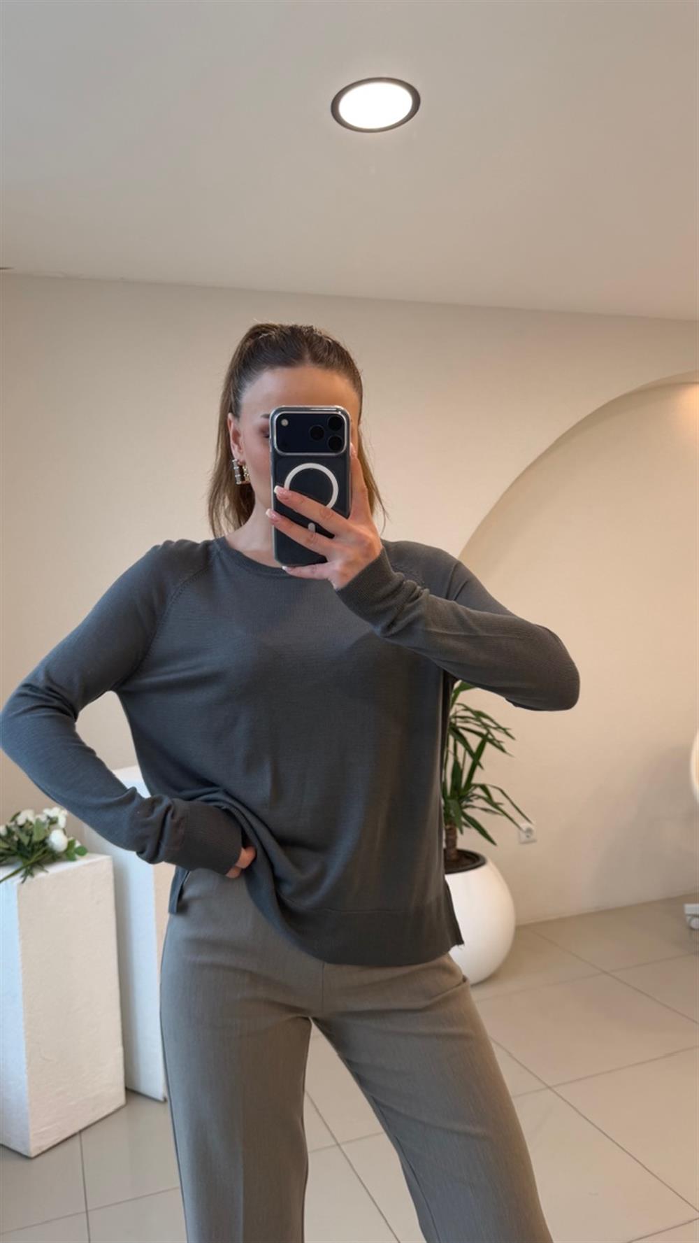 PAMUK BASİC DİLVİN BLUZ ANTRASİT