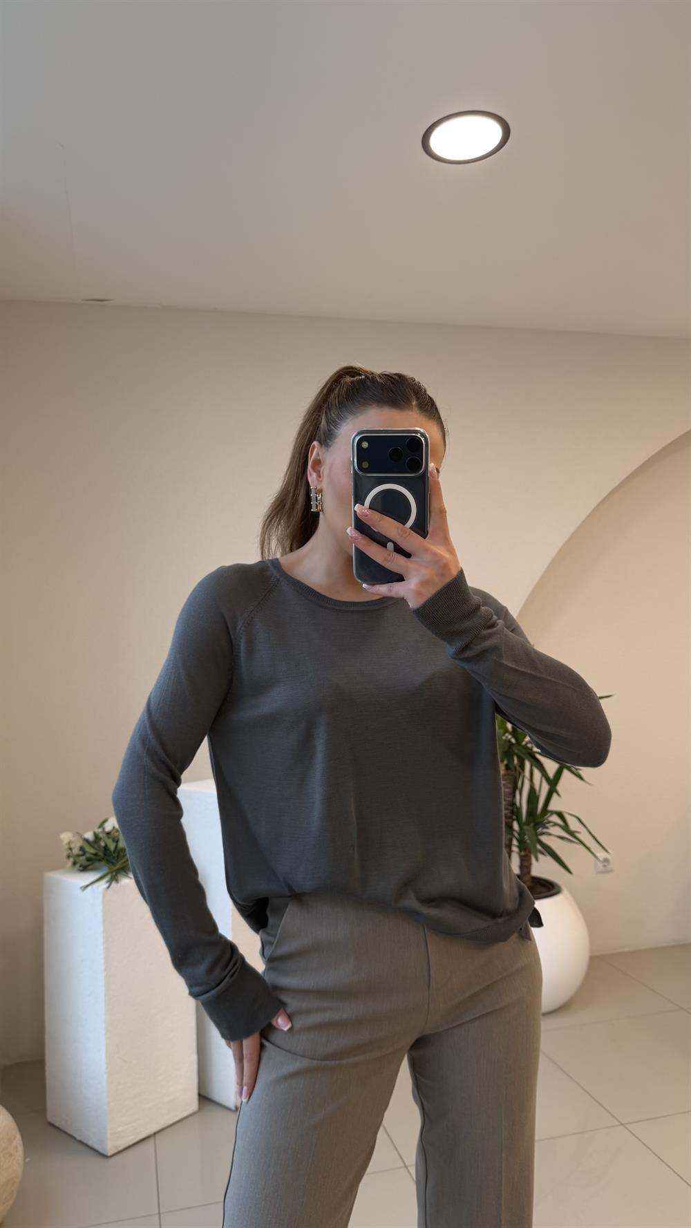 PAMUK BASİC DİLVİN BLUZ ANTRASİT