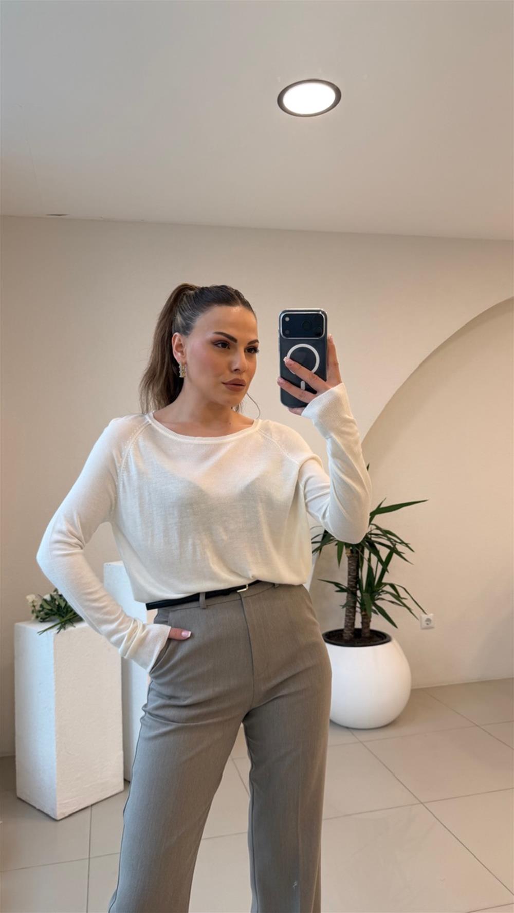 PAMUK BASİC DİLVİN BLUZ EKRU 