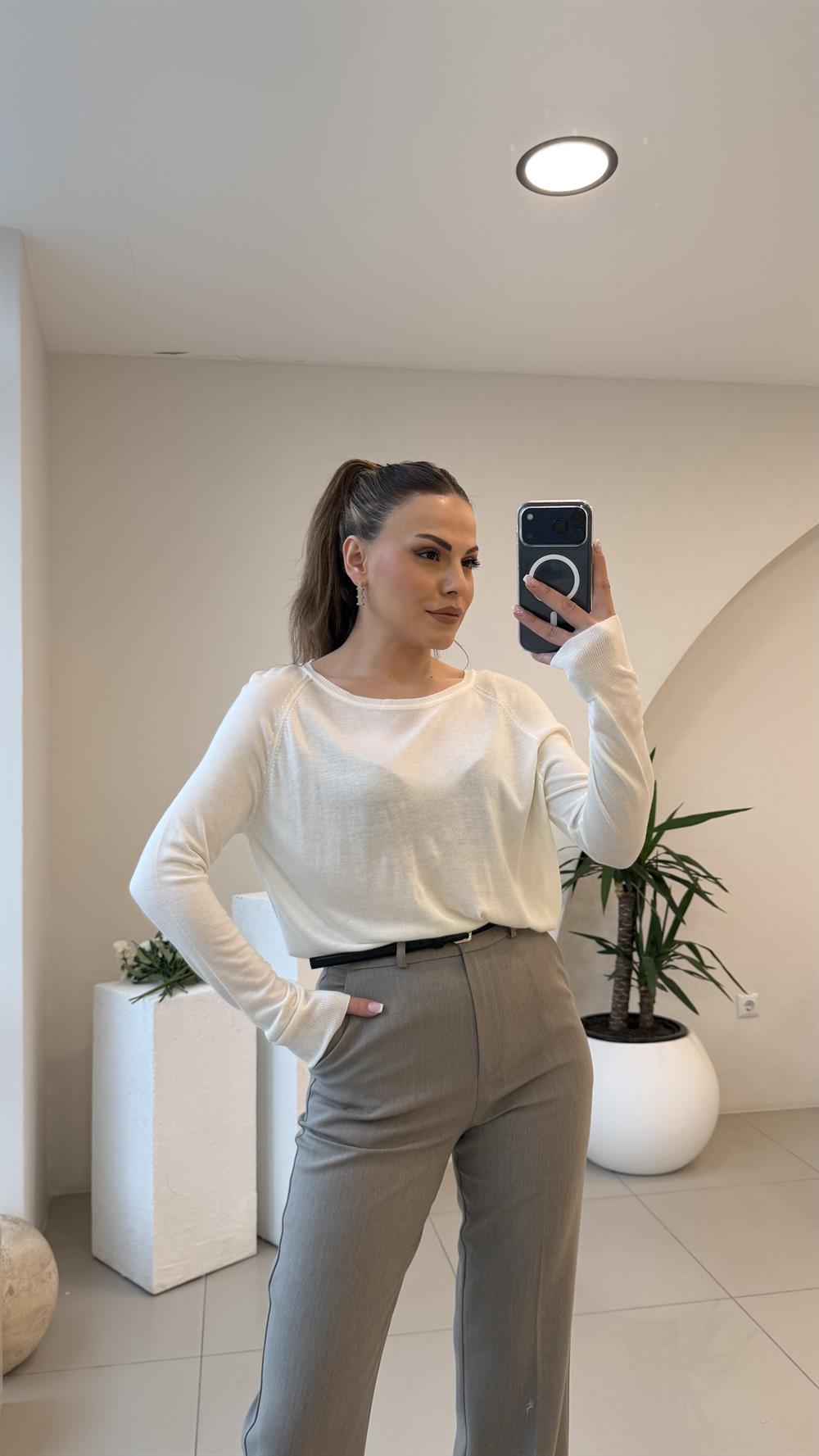 PAMUK BASİC DİLVİN BLUZ EKRU 