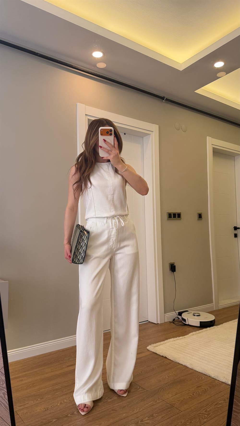 Pamuk Kumaş İkili Beyaz Takım