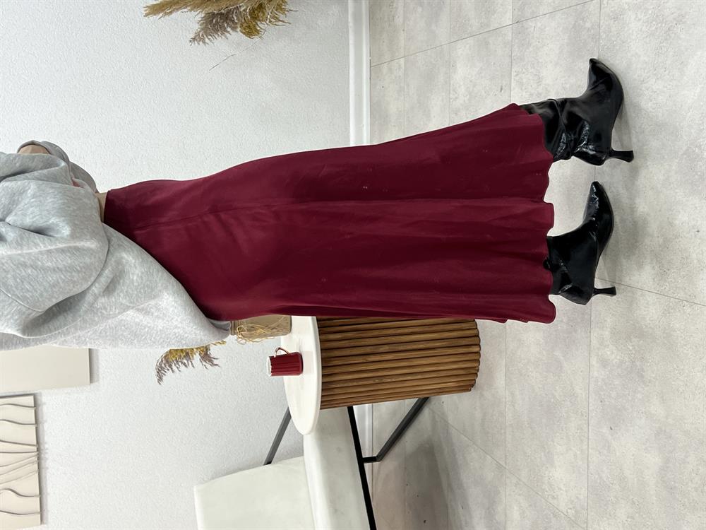 Pamuk Saten Bordo Etek