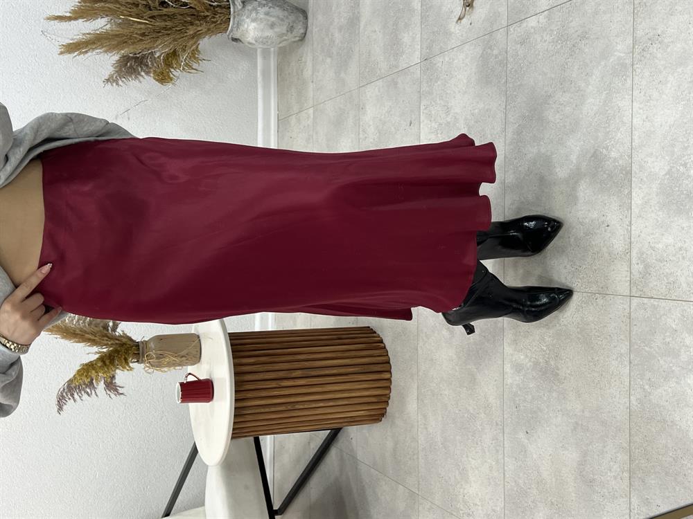Pamuk Saten Bordo Etek