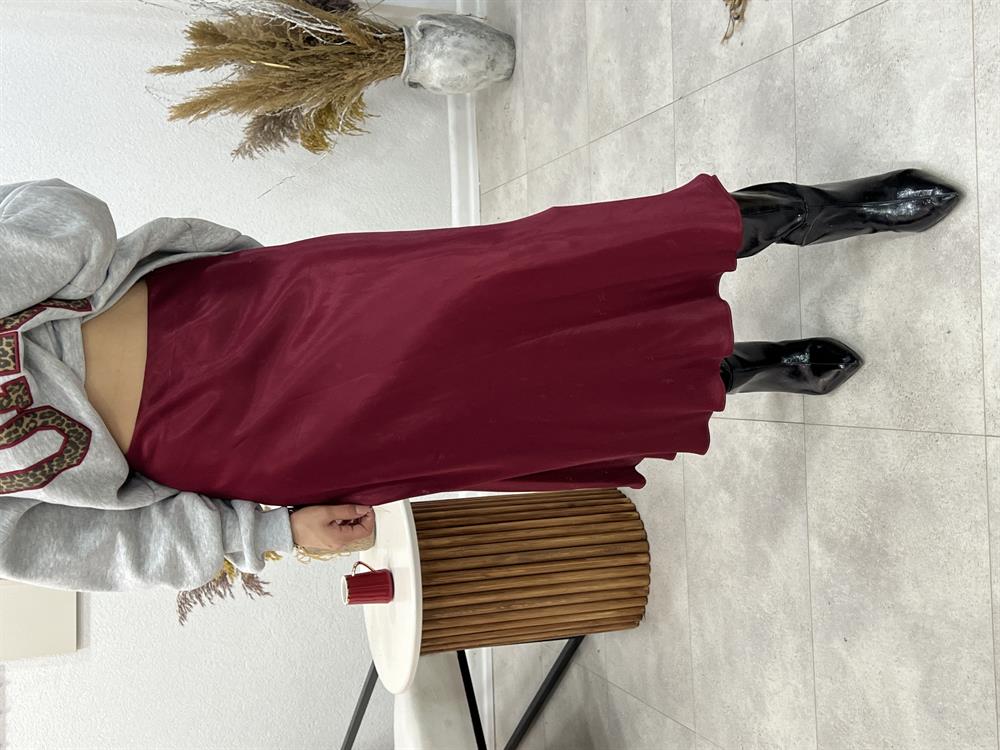 Pamuk Saten Bordo Etek