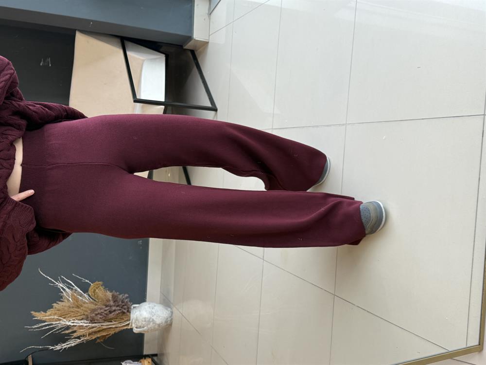 Pamuk Tri̇ko Pantolon Bordo