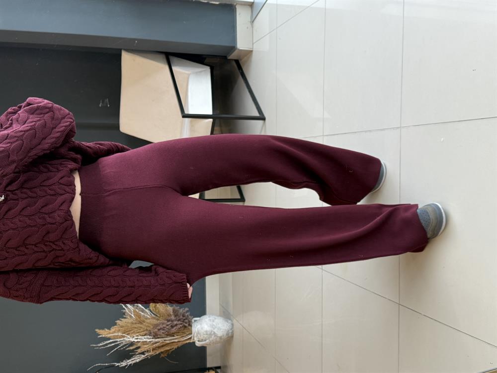 Pamuk Tri̇ko Pantolon Bordo