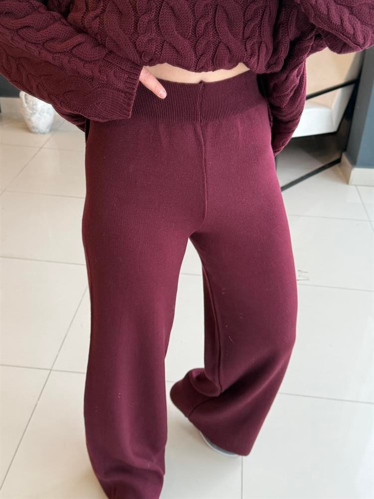 Pamuk Tri̇ko Pantolon Bordo