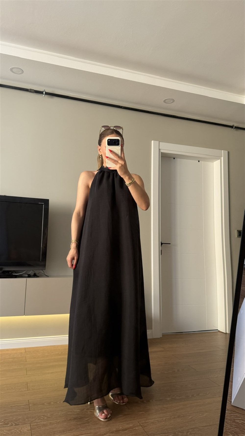 Pamuk Vual Dantel Detaylı Elbise Siyah