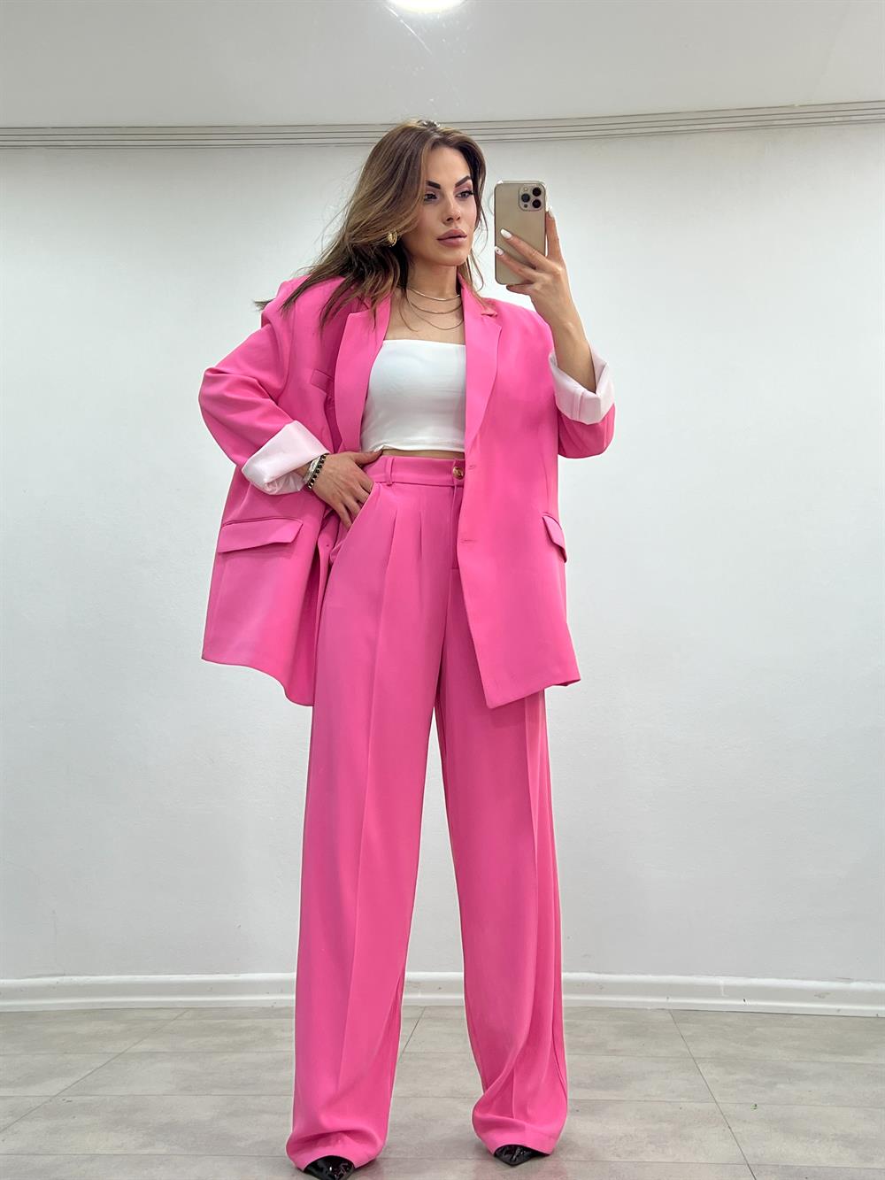 Pembe Gold Düğmeli̇ Takim