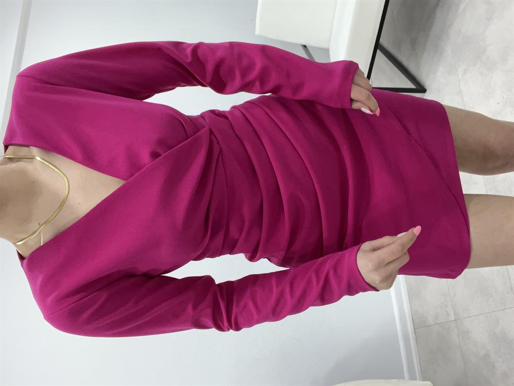 Pembe Kruvaze Drapeli̇ Elbi̇se