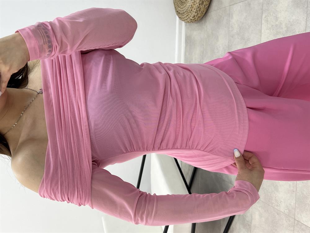 Pembe Madonna Drapeli̇ Bluz