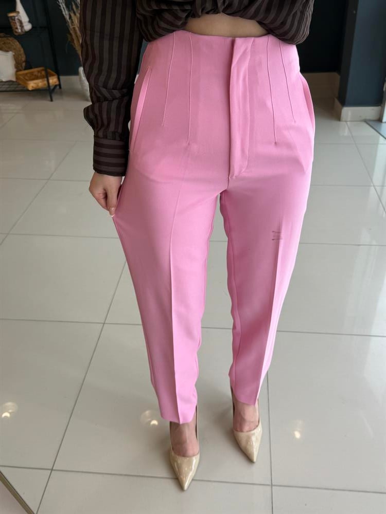 Pensli̇ Havuç Kesi̇m Kumaş Pantolon Pembe