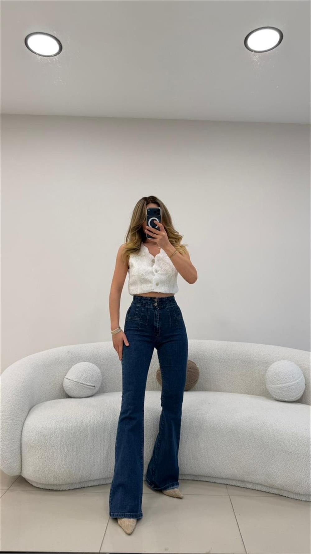 Pensli̇ Yumuşak Li̇krali Jean Lacivert 