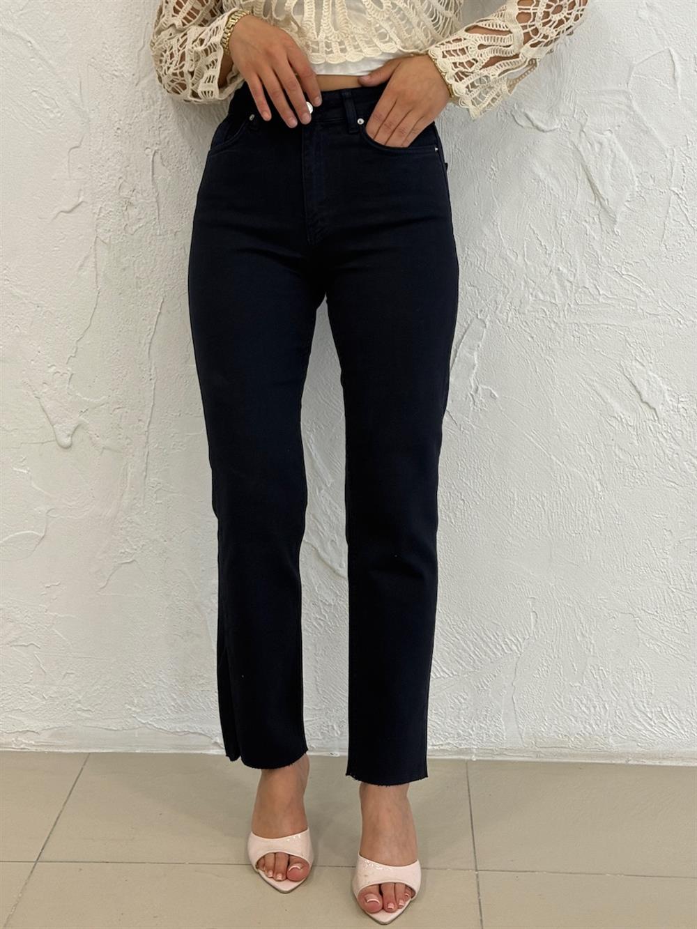 Petrol Mavisi Likralı Mom Jean