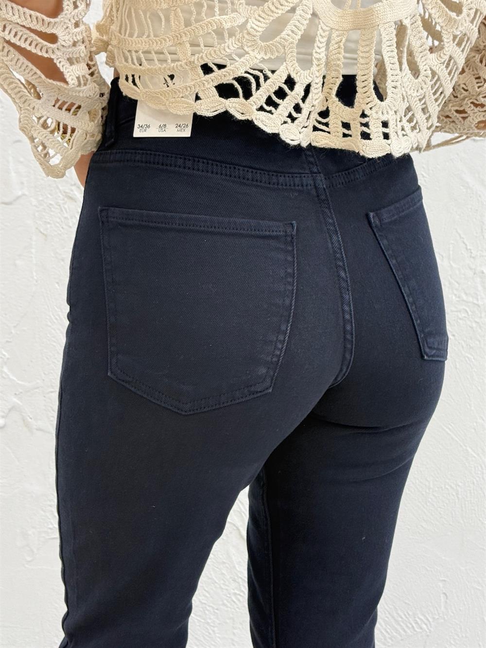 Petrol Mavisi Likralı Mom Jean