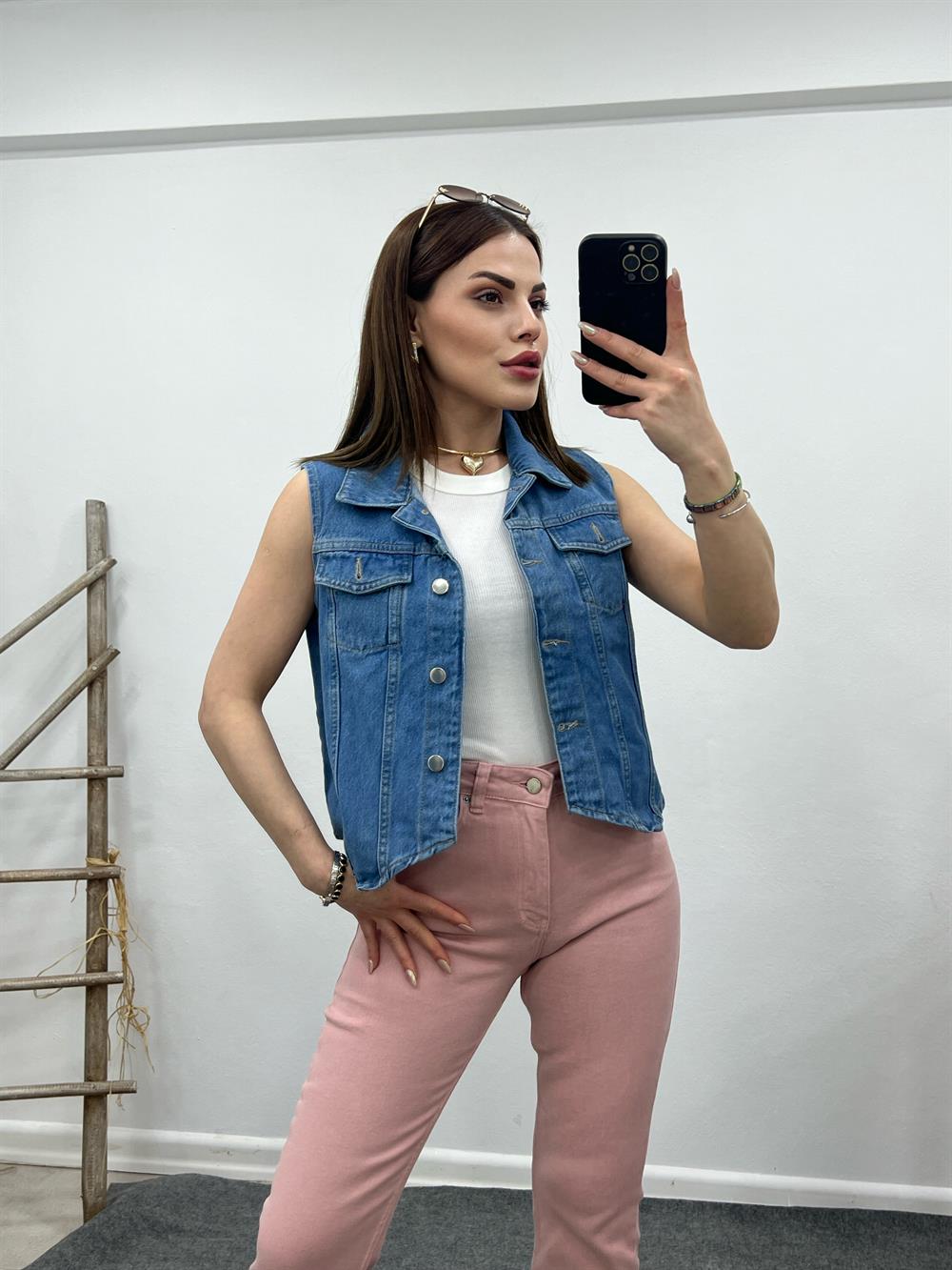 Pi̇nterest Kisa Deni̇m Yelek