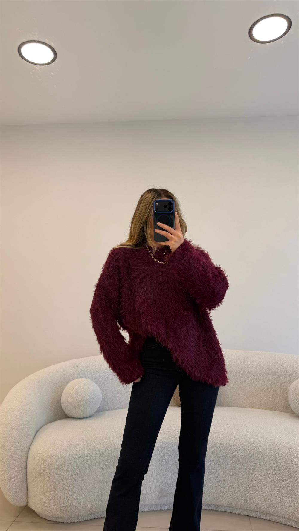 Premi̇um Seri̇ Kürklü Kazak BORDO