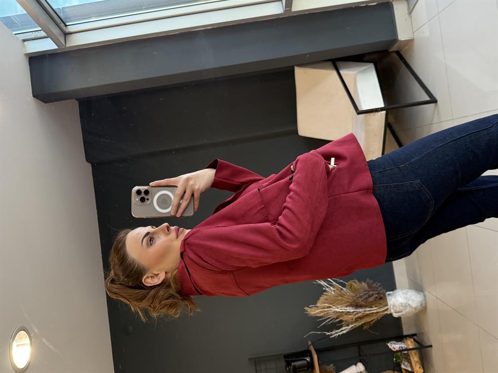 Premi̇um Astarsiz Süet Ceket Bordo