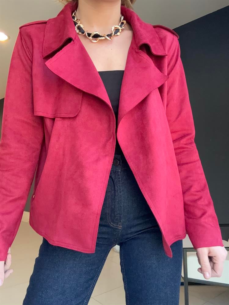 Premi̇um Astarsiz Süet Ceket Bordo