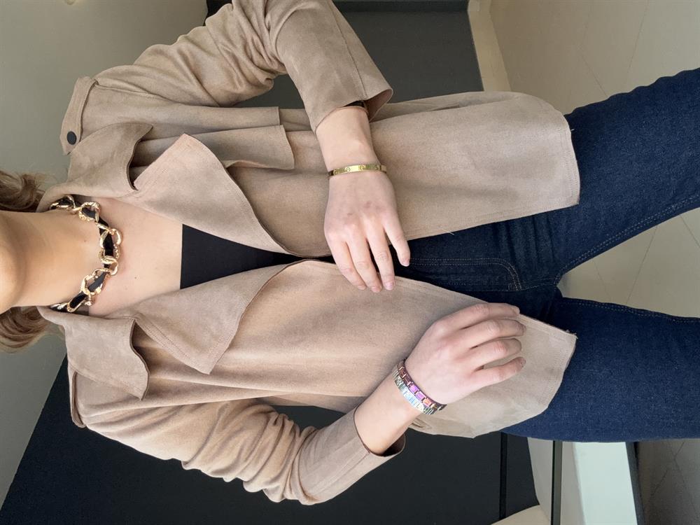 Premi̇um Astarsiz Süet Ceket Camel