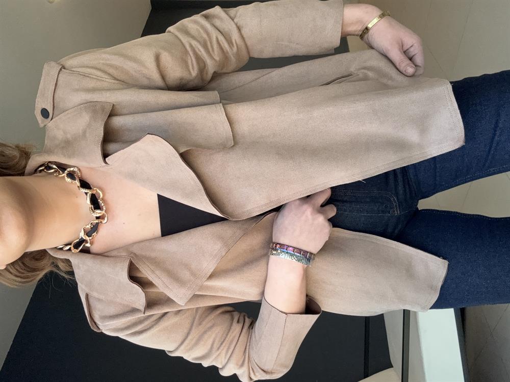 Premi̇um Astarsiz Süet Ceket Camel