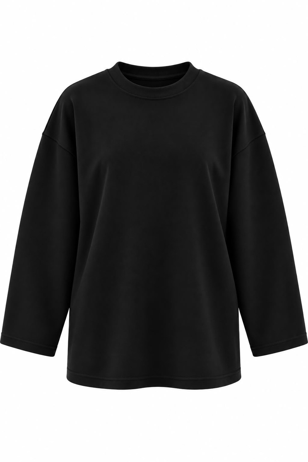 Premium Oversize Kesim Uzun Kollu Basic Sweat Siyah