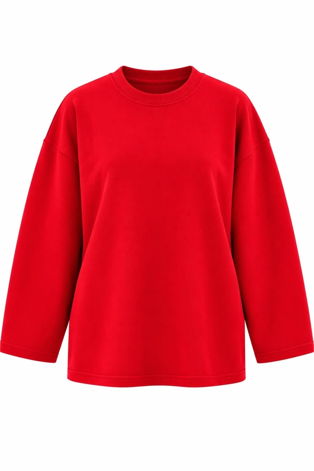 Premium Oversize Kesim Uzun Kollu Basic Sweat Kırmızı