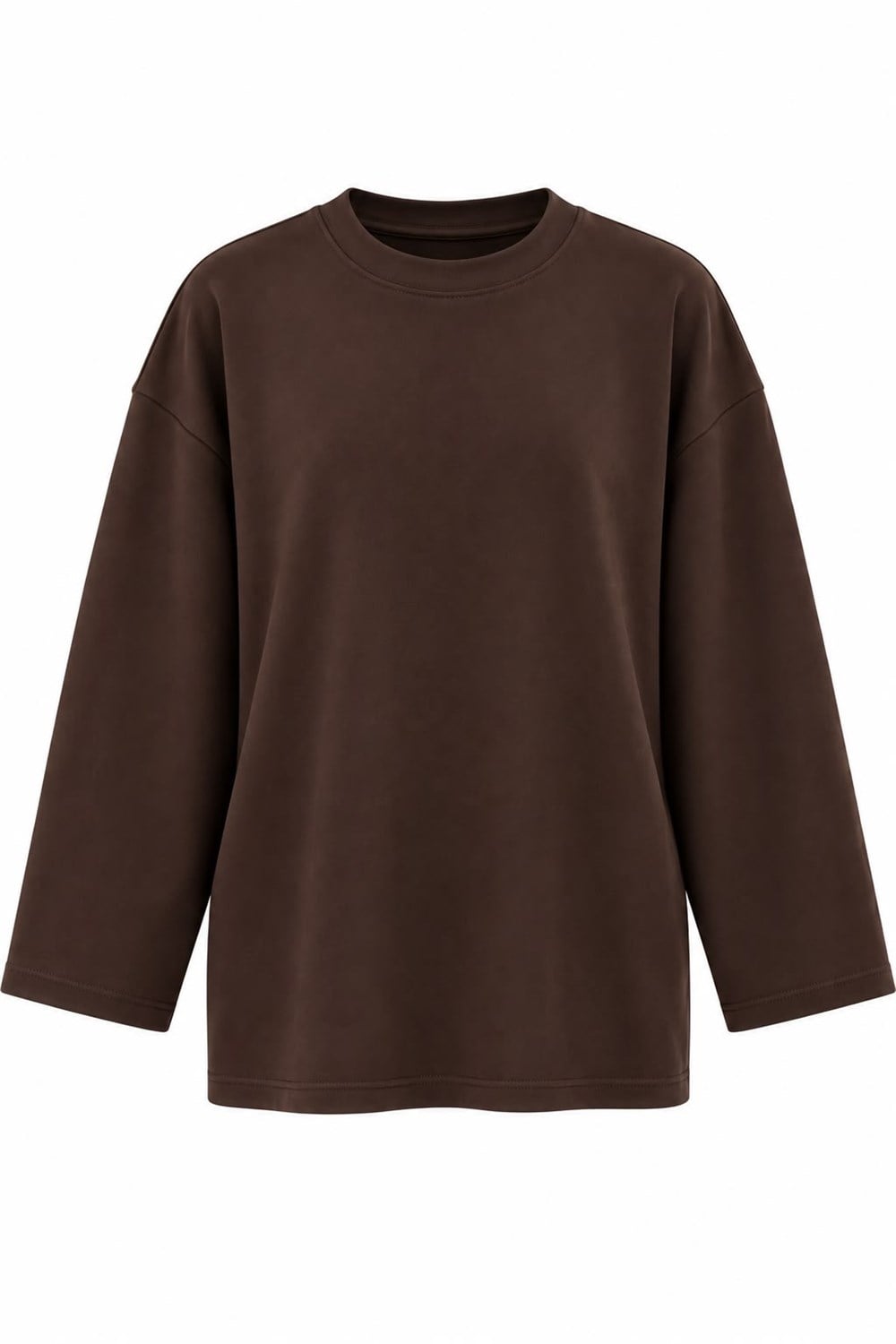 Premium Oversize Kesim Uzun Kollu Basic Sweat Kahve