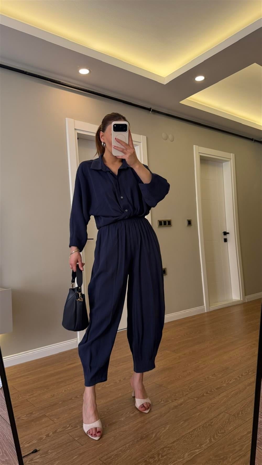 Premium Seri Ayrobin Keten Takım Lacivert 
