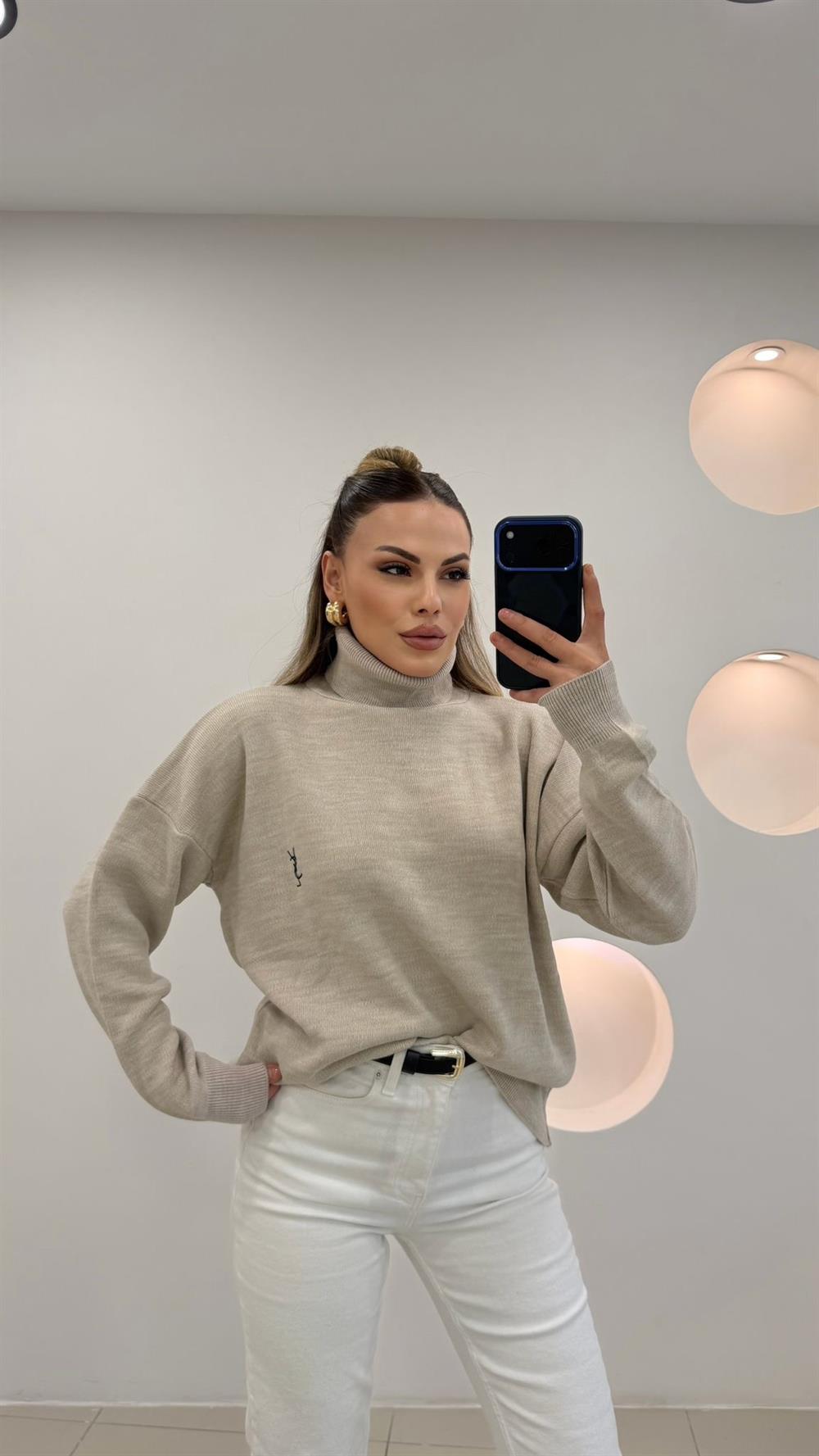 PREMİUM SERİ BALIKÇI YAKA KAZAK TAŞ