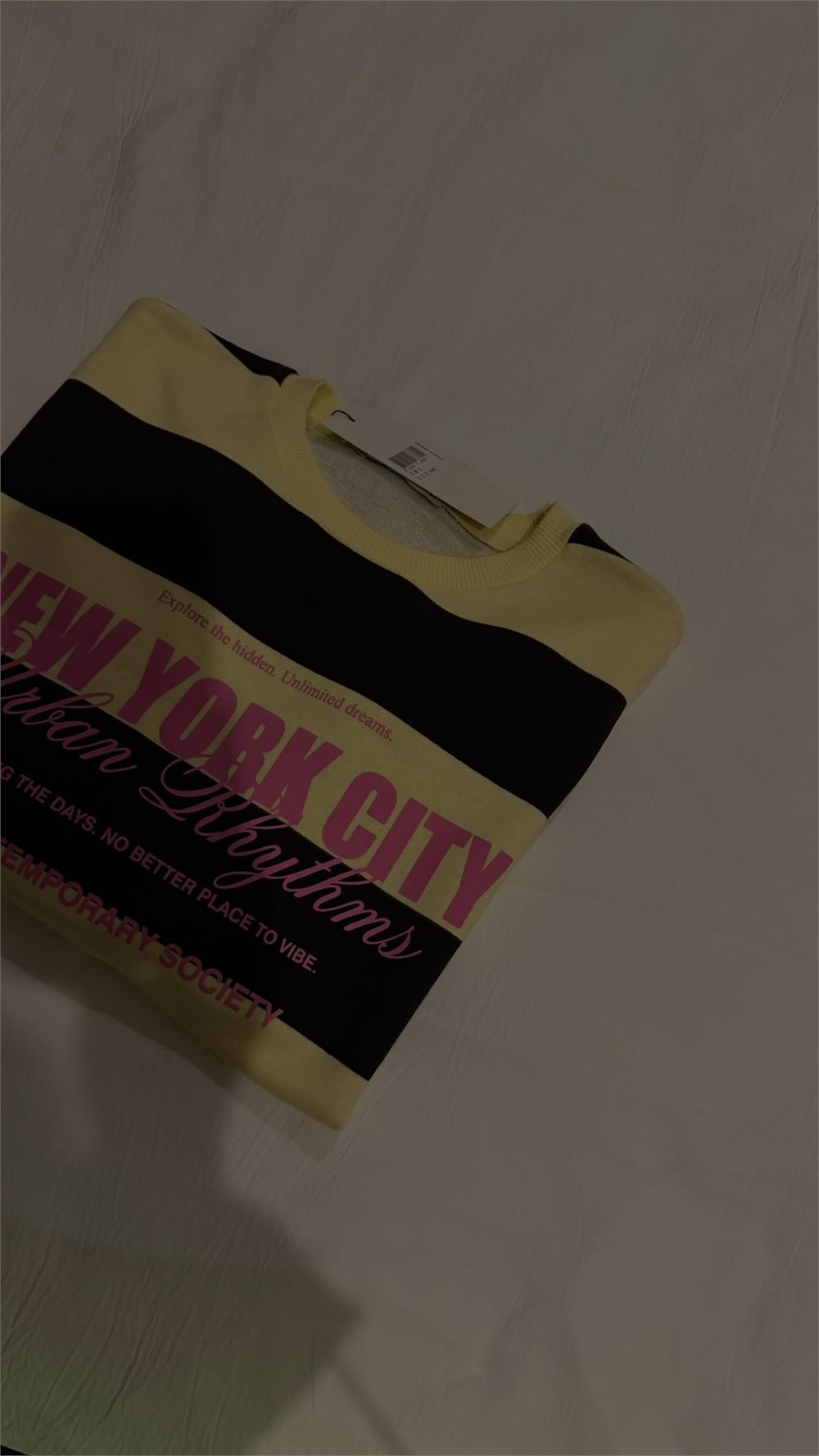 Premium Seri Baskılı Çizgili Sweatshirt Sarı-Kahve