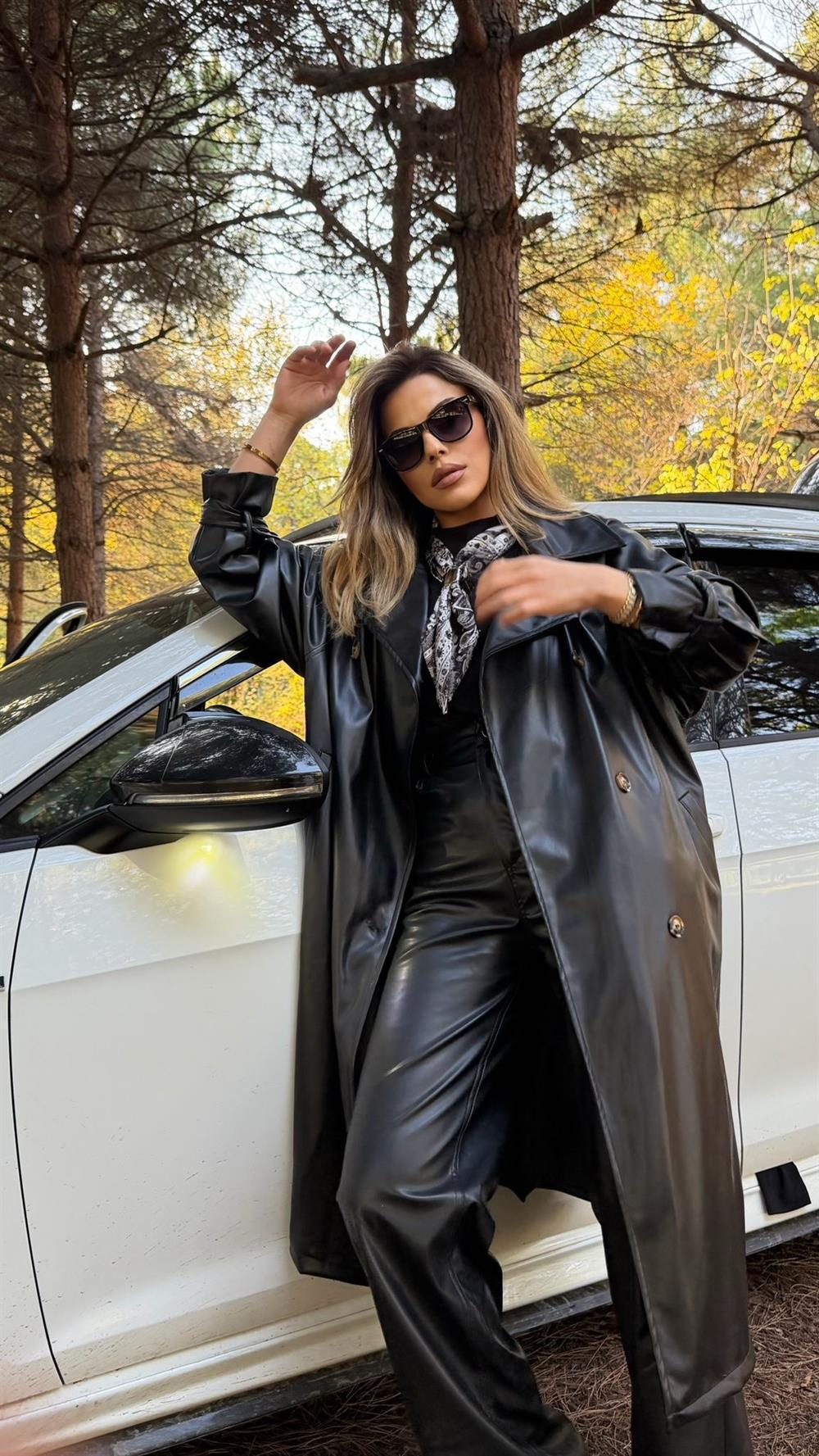 PREMİUM SERİ DERİ TRENÇ SİYAH