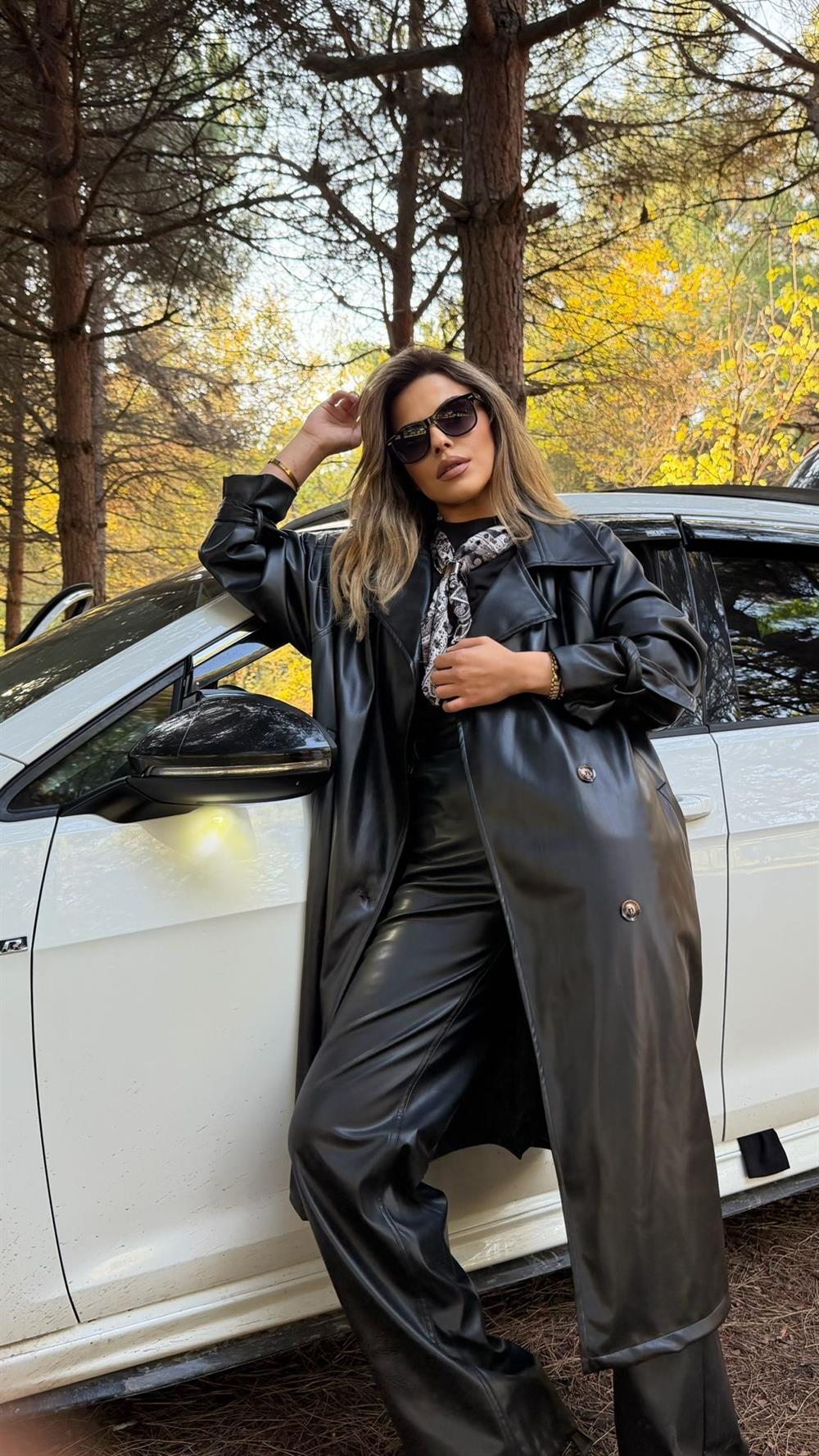 PREMİUM SERİ DERİ TRENÇ SİYAH