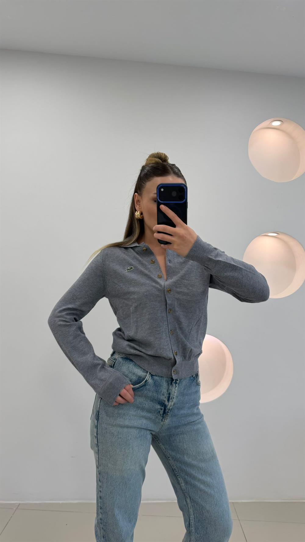 PREMİUM SERİ DÜĞMELİ YAKALI  HIRKA GRİ