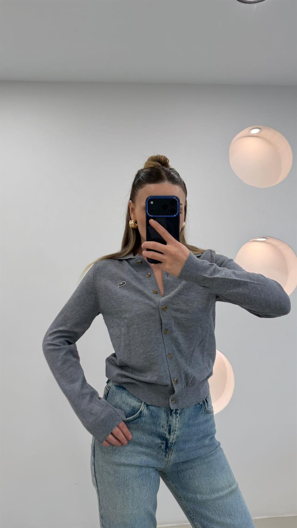 PREMİUM SERİ DÜĞMELİ YAKALI  HIRKA GRİ