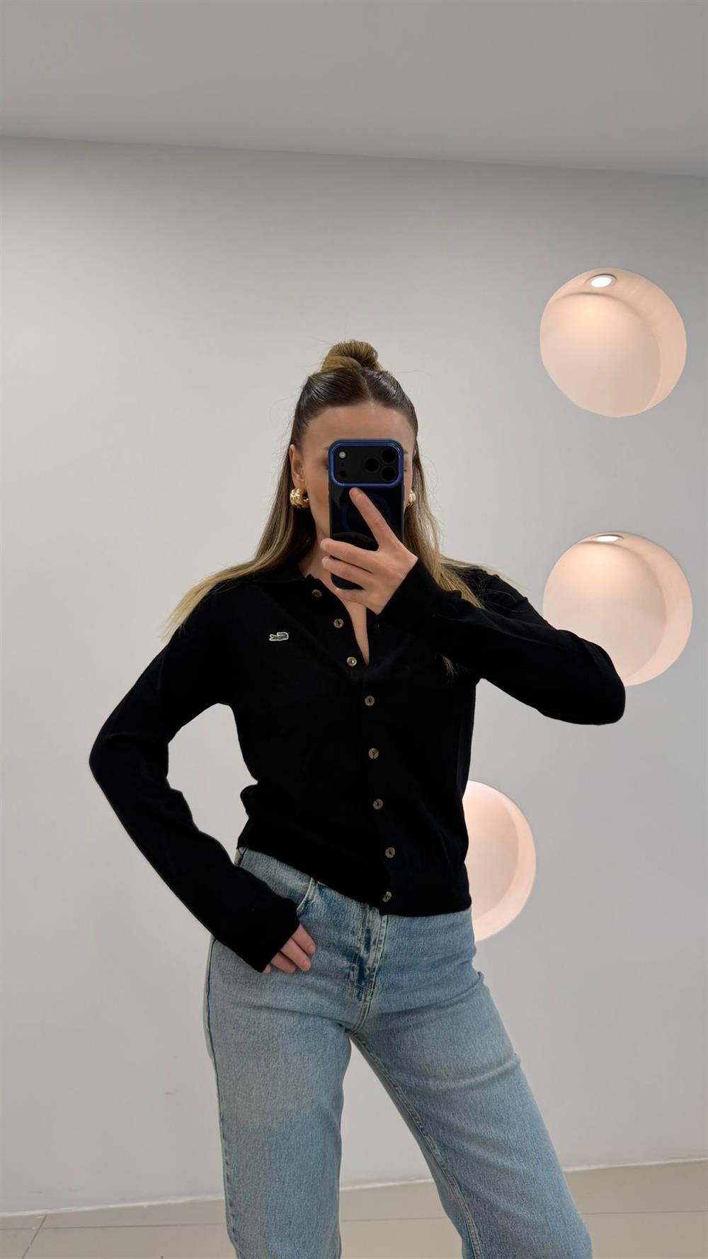 PREMİUM SERİ DÜĞMELİ YAKALI  HIRKA SİYAH