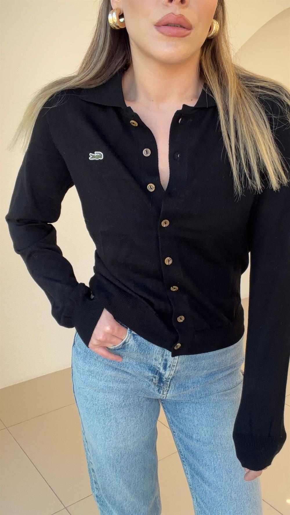 PREMİUM SERİ DÜĞMELİ YAKALI  HIRKA SİYAH