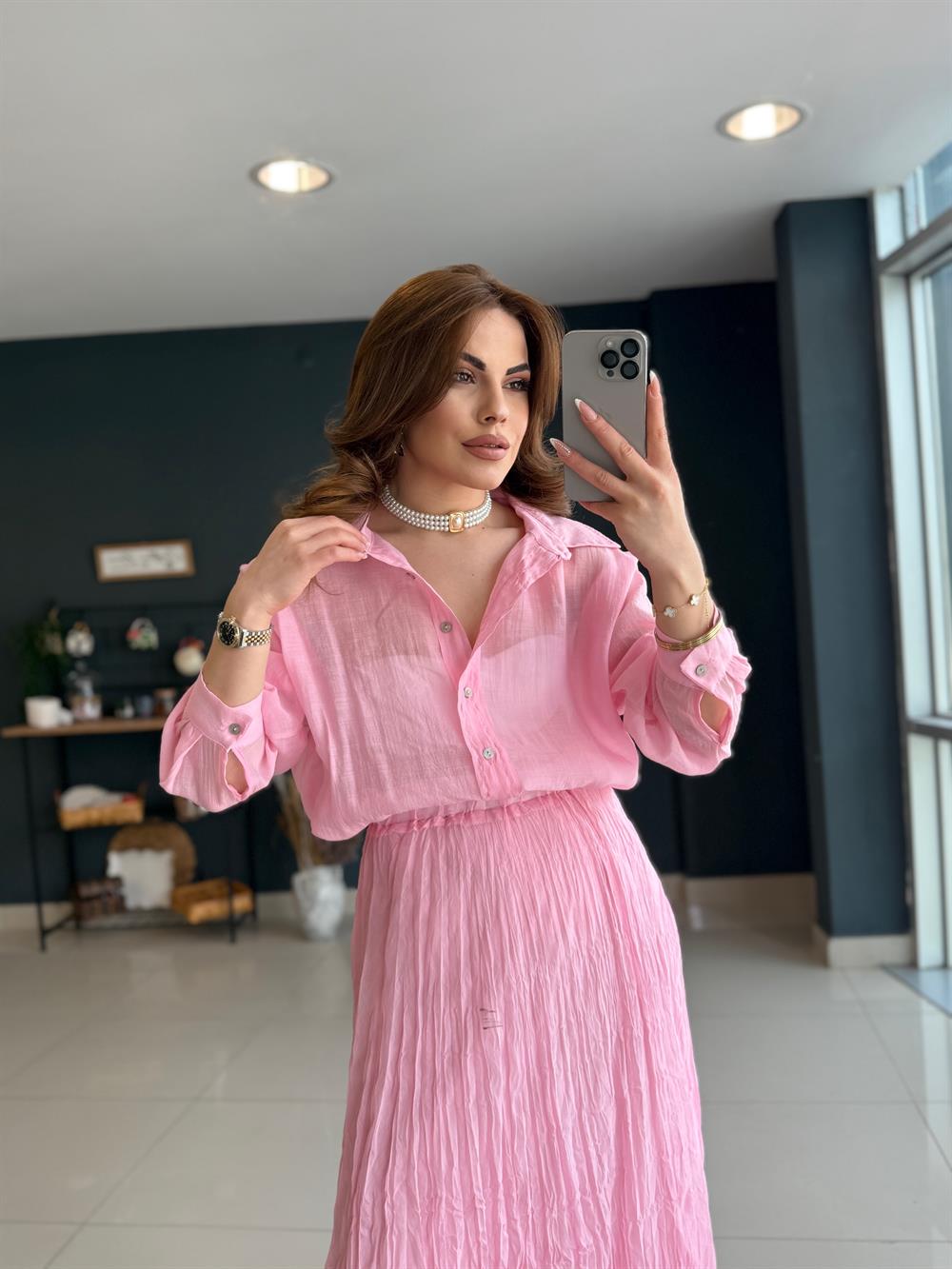 Premi̇um Seri̇ Gömlek Pembe