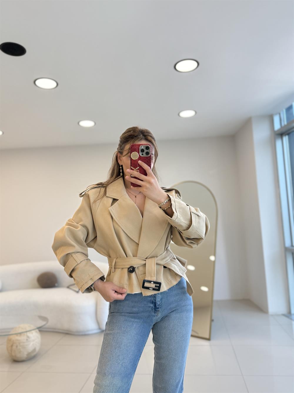 PREMIUM SERİ KISA TRENÇKOT CAMEL