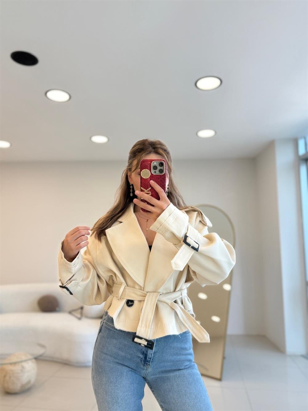 PREMIUM SERİ KISA TRENÇKOT EKRU