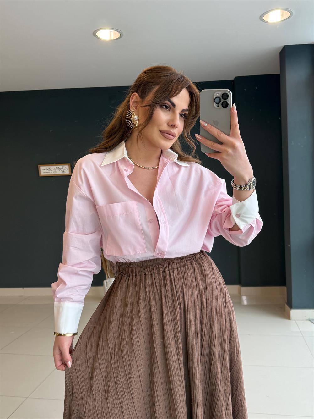 Premi̇um Seri̇ Popli̇n Gömlek Pembe