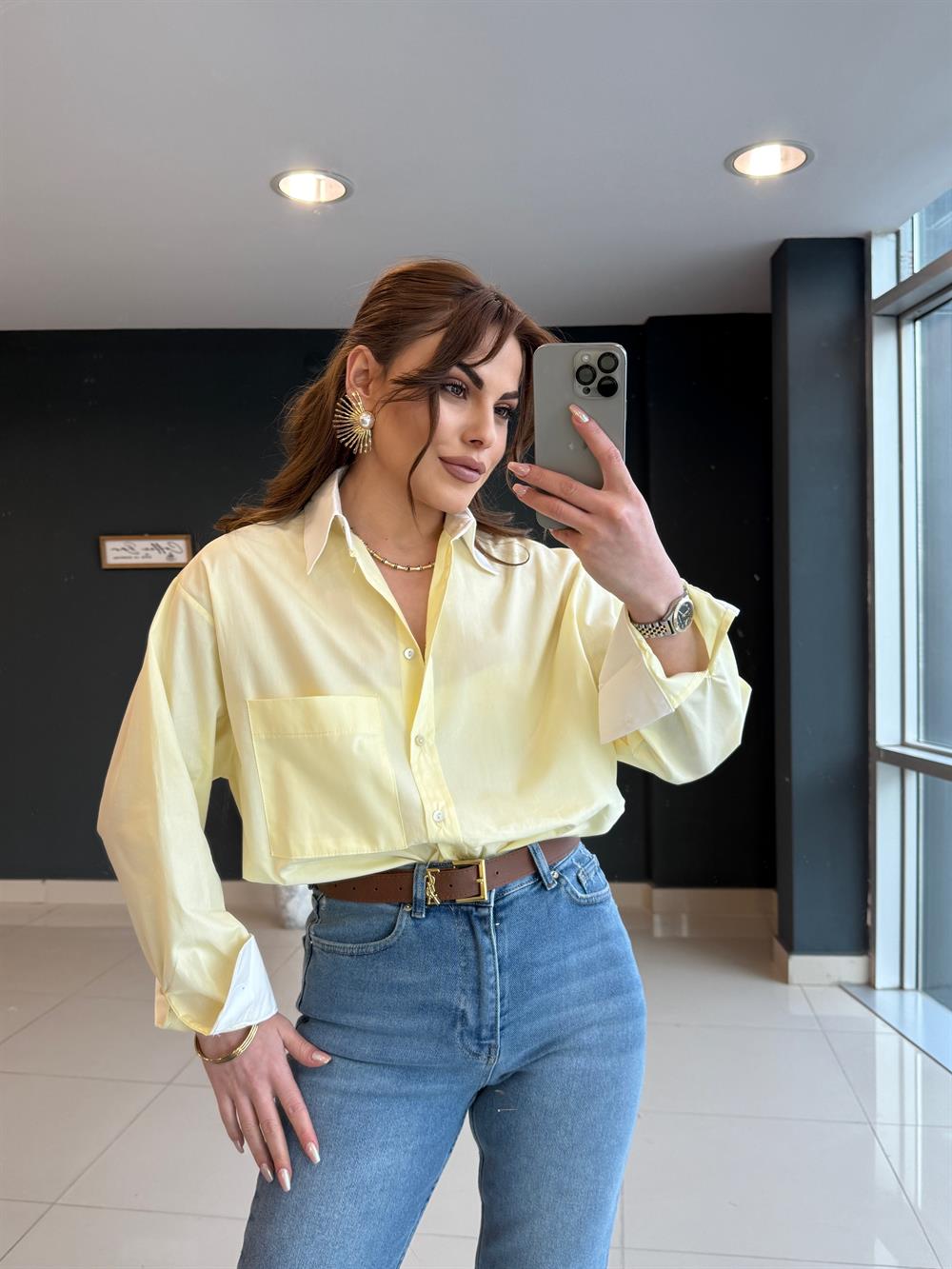 Premi̇um Seri̇ Popli̇n Gömlek Sari