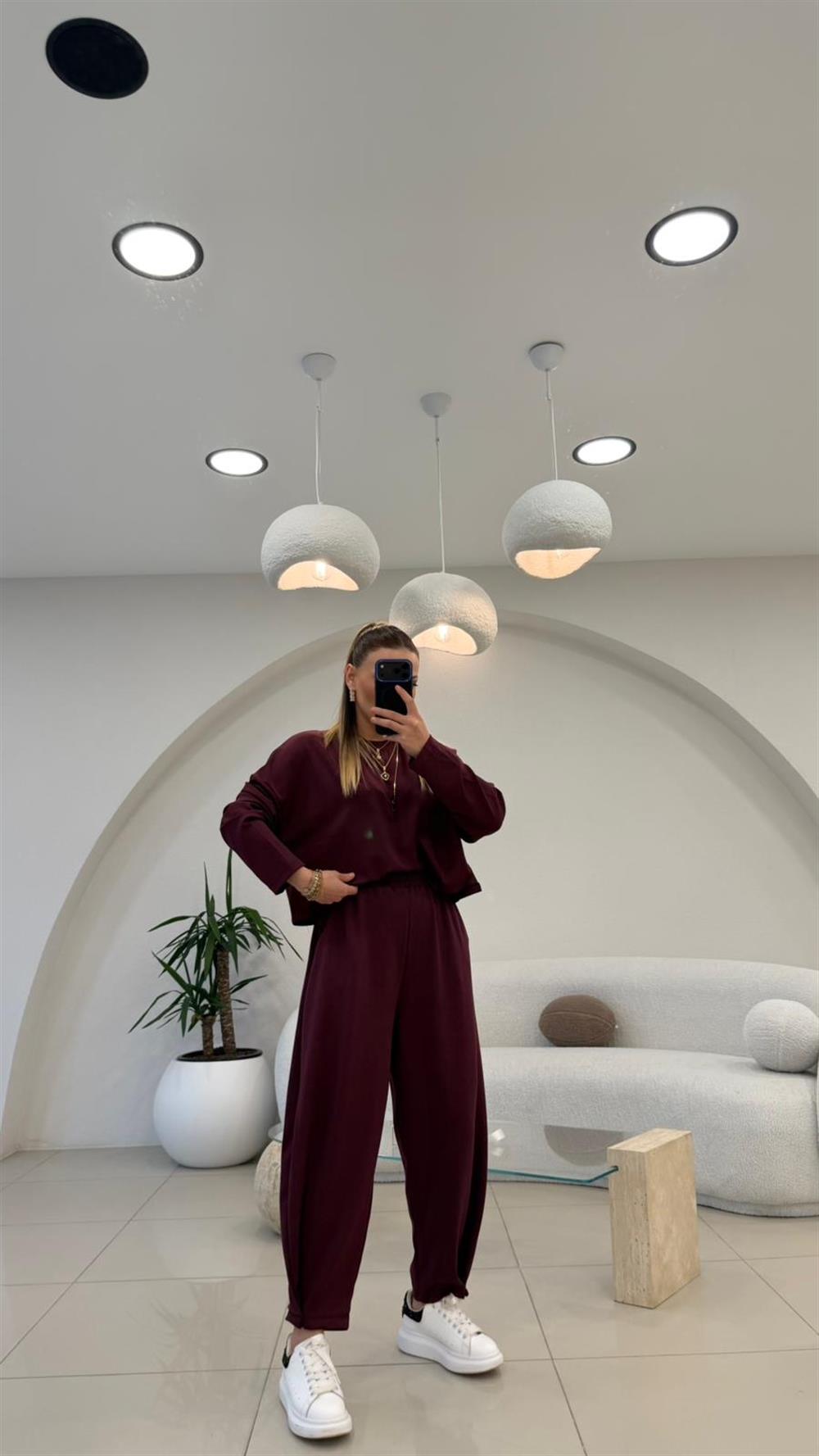 PREMİUM SERİ ŞALVARLI EŞOFMAN TAKIM BORDO  