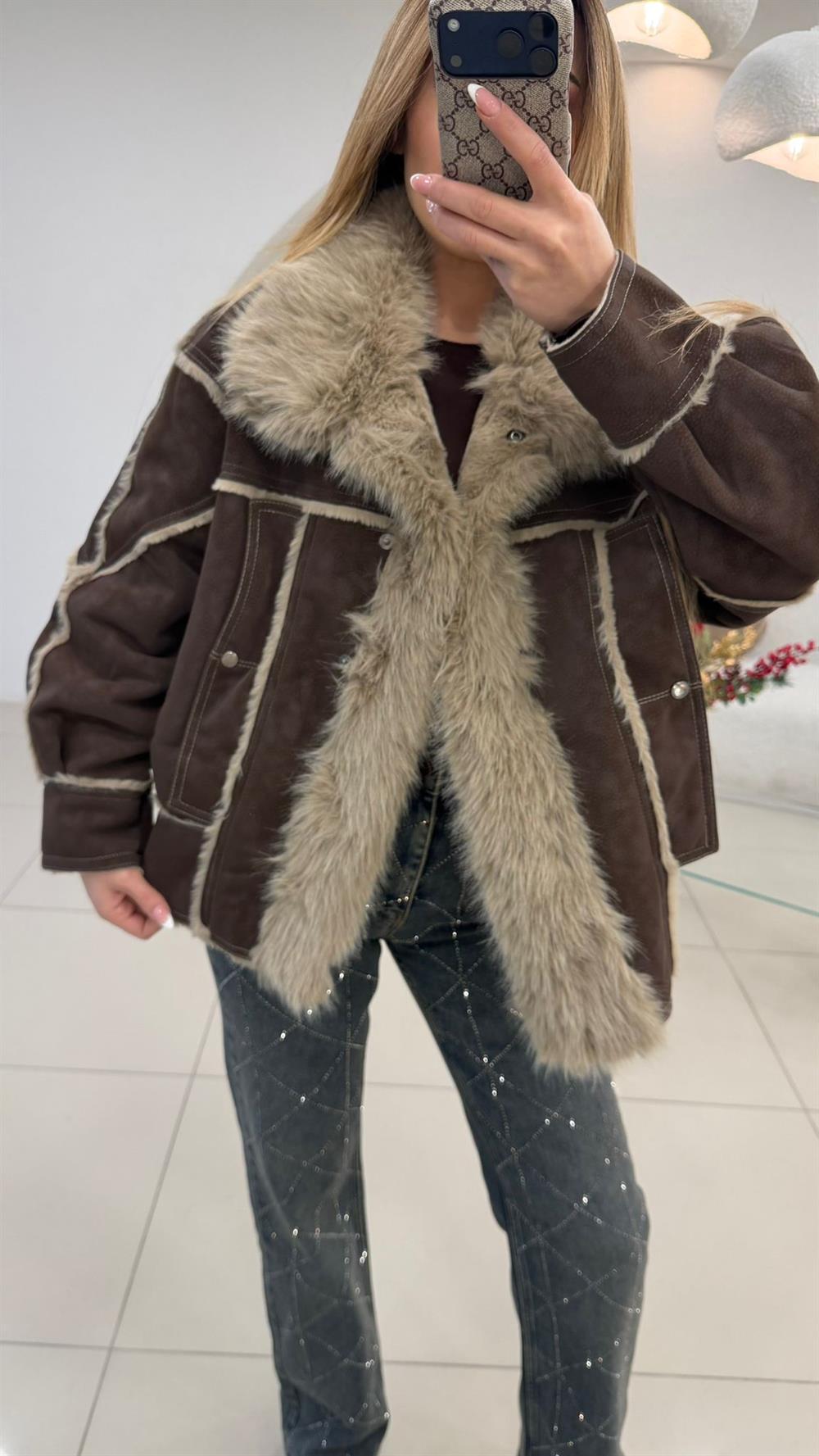 PREMİUM SERİ SÜET KÜRKLÜ MONT