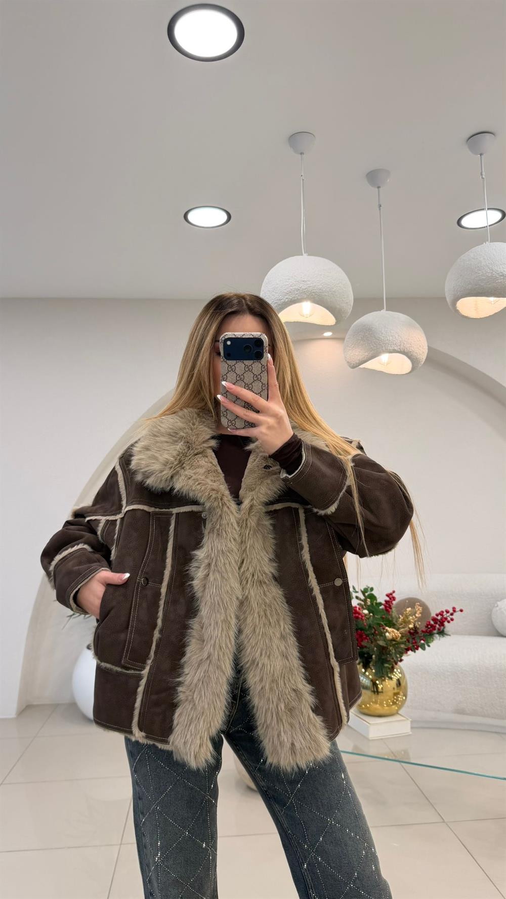 PREMİUM SERİ SÜET KÜRKLÜ MONT