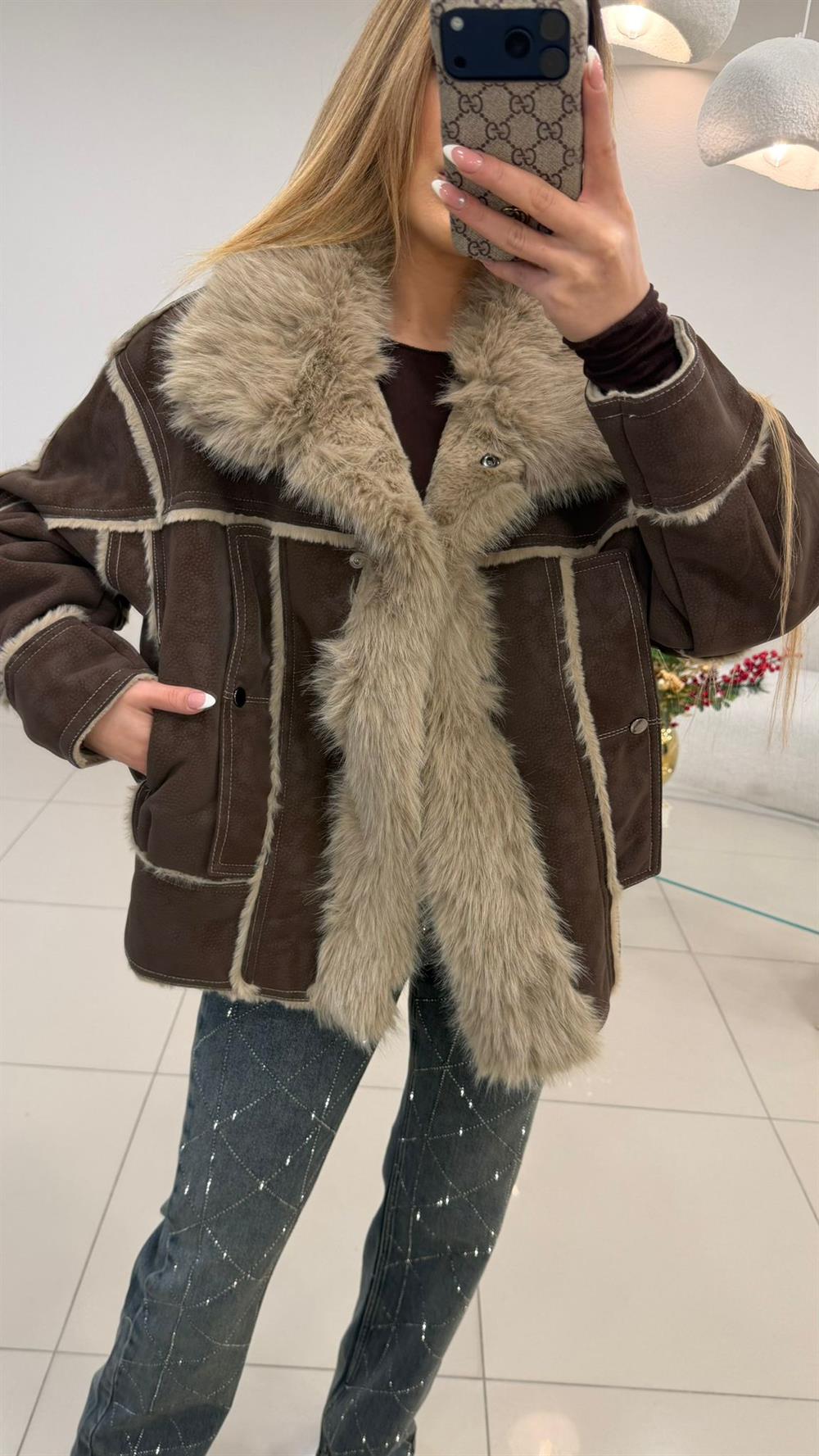 PREMİUM SERİ SÜET KÜRKLÜ MONT