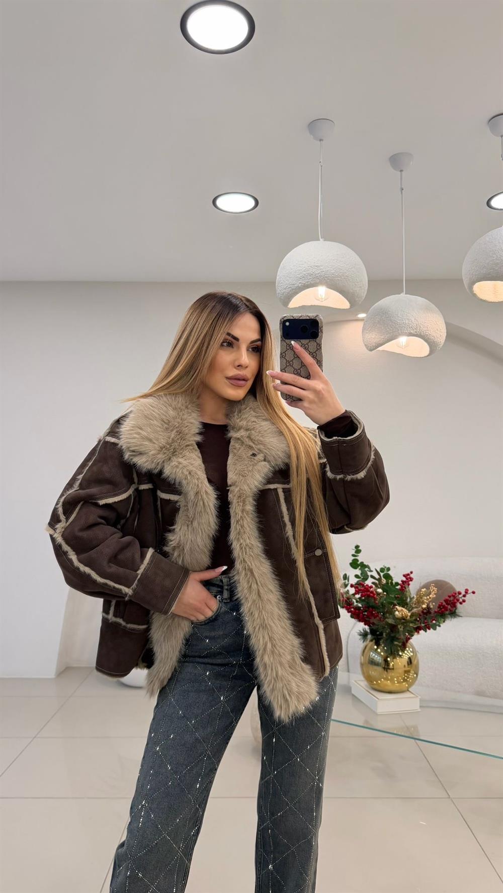 PREMİUM SERİ SÜET KÜRKLÜ MONT