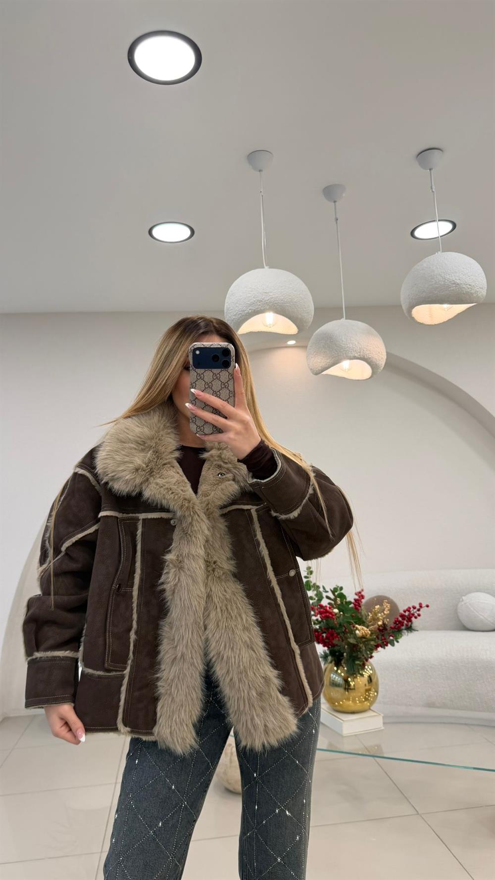 PREMİUM SERİ SÜET KÜRKLÜ MONT