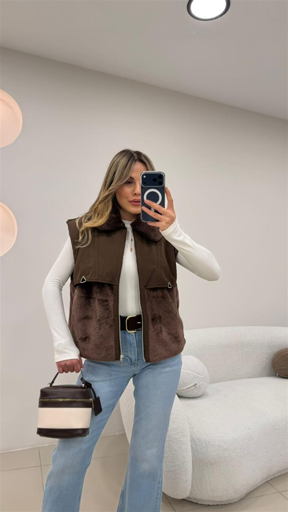 PREMİUM SERİ YAKA KÜRK DETAYLI YELEK